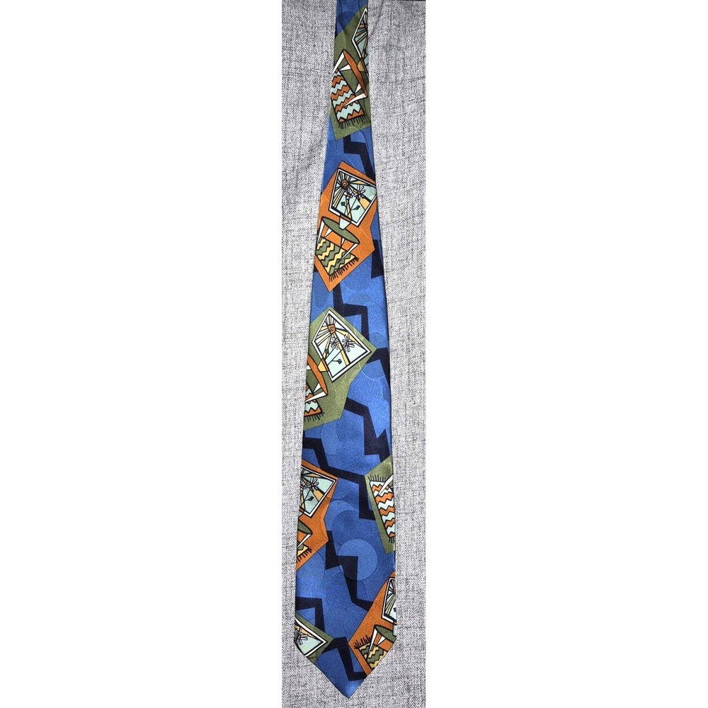 Vintage Memphis Milano G. Della Vittoria Silk Tie Postmodern Art Home Interior